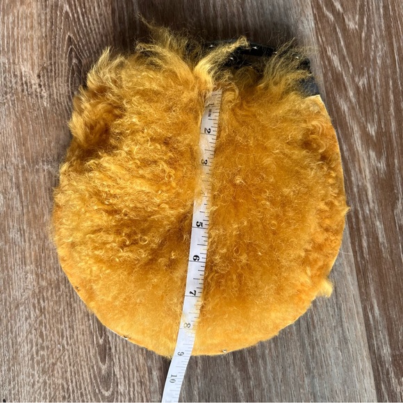 Rebellion Bags Yellow Tibetan Wool Wristlet Nail Studded Genuine Leather - Picture 3 of 4